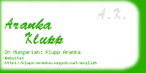 aranka klupp business card